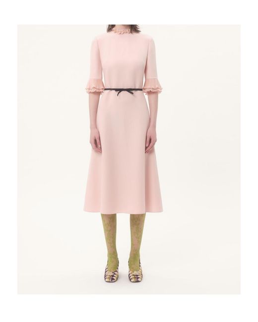 Valentino Pink Ruffled Bow Detailed Dress