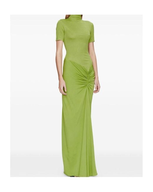 Christopher Esber Green Roll-Neck Ruched Maxi Dress