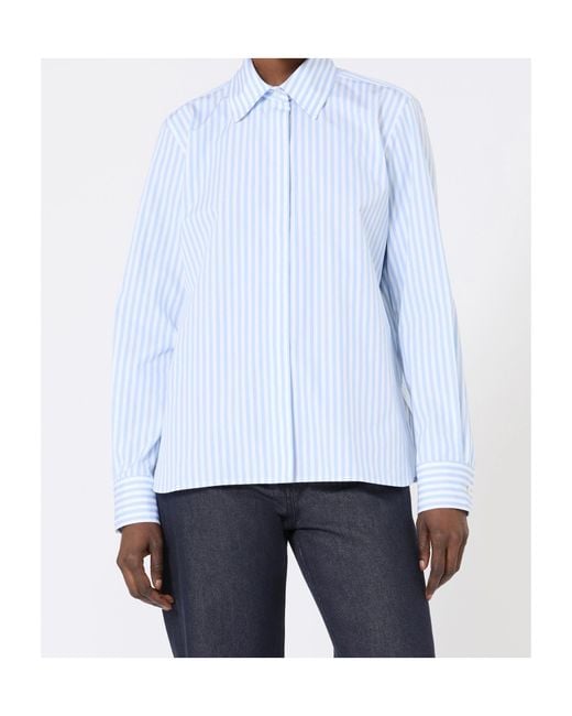 Max Mara Blue Cotton Stripe Shirt