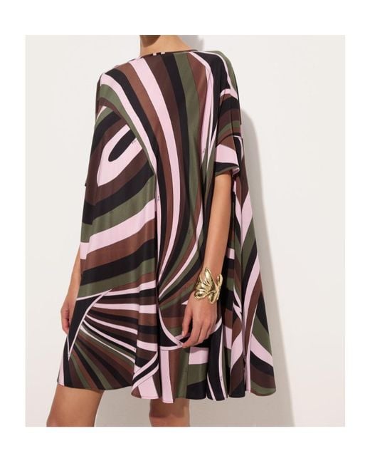 Emilio Pucci Black Iride Print Crepe De Chine Kaftan