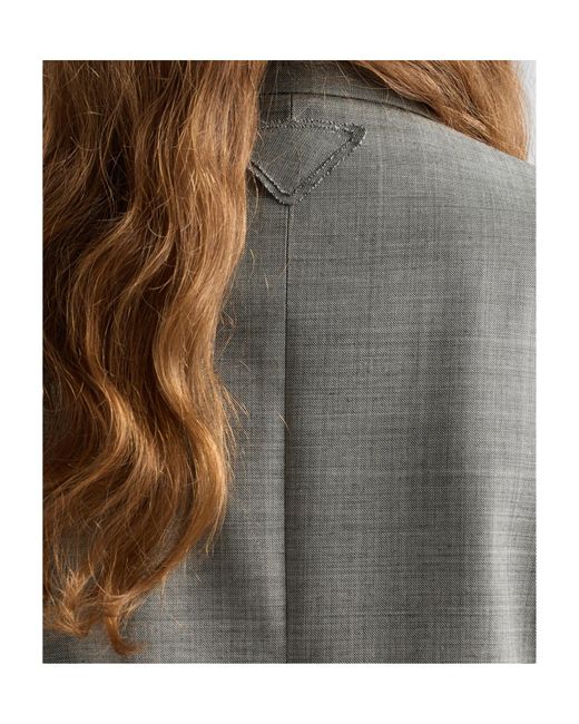 Prada Gray Double-Breasted Tailored Blazer