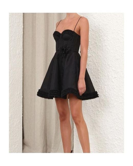 Zimmermann Black Luna Ruffled Mini Dress