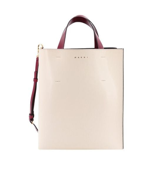Marni Natural Museo Colour-Block Leather Tote