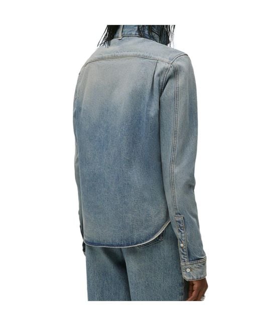 Loewe Blue Bow Detailed Denim Shirt