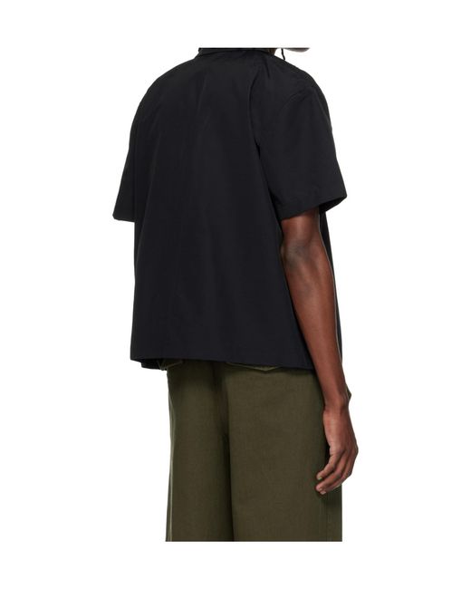 Entire studios Black Camp Collar Straight Hem Shirt for men