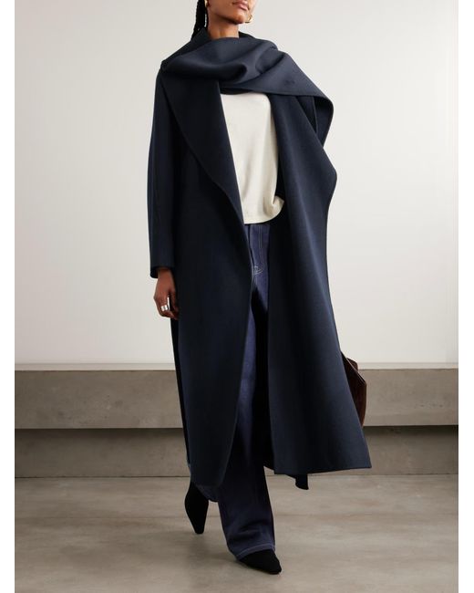 Rohe Blue Signature Double Faced Scarf Coat