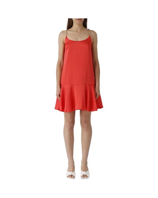 MICHAEL Michael Kors Red Peplum-Hem Satin Minidress