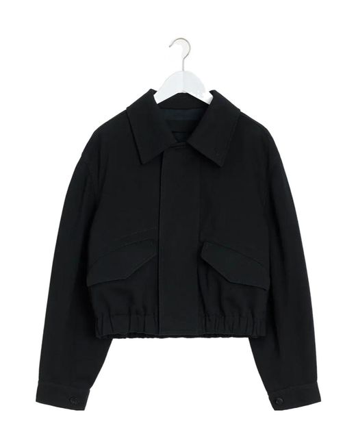 Lemaire Black Elasticated Hem Twill Bomber Jacket