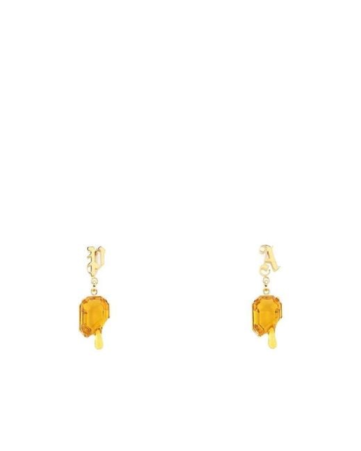 Palm Angels Metallic Melting Stones Lettering Earrings