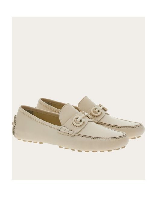 Ferragamo White Ferragamo Gancini Ornament Loafers for men