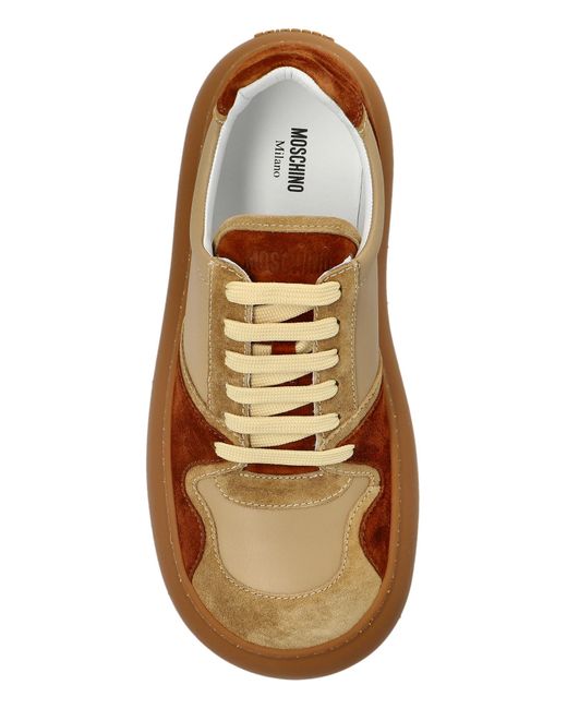 Moschino Brown Leather Sneakers for men