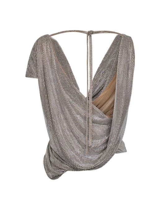 GIUSEPPE DI MORABITO Gray Draped Crystal Top