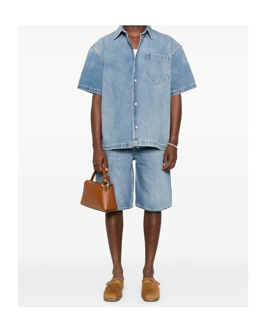 7 For All Mankind Blue Wide Leg Denim Shorts for men