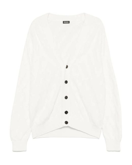 ZEGNA Chunky-Knit Cardigan in White for Men Lyst
