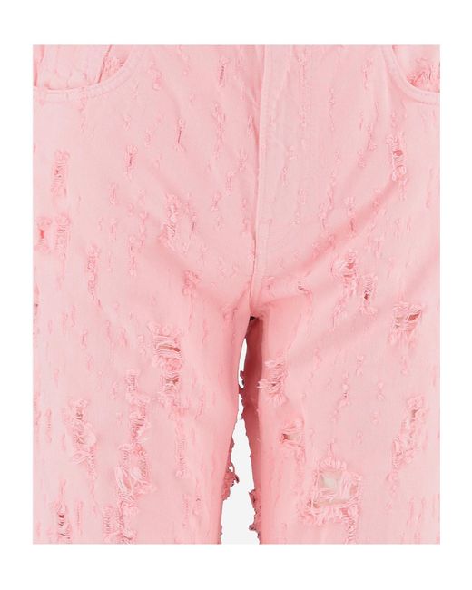 Haikure Pink Bonnie Destroyed Straight-Leg Jeans
