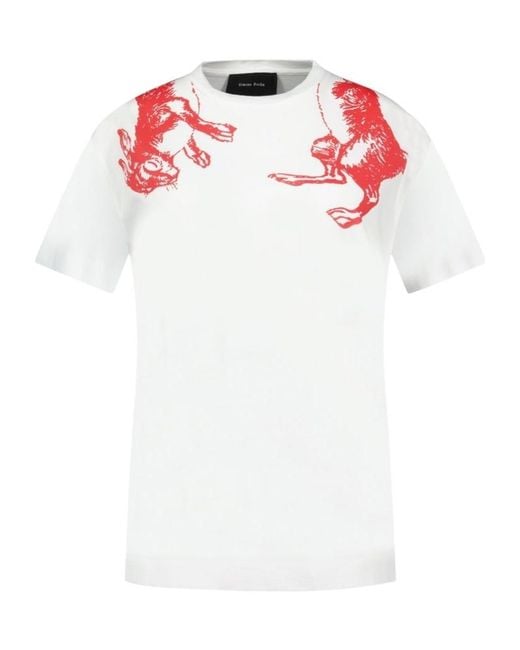 Simone Rocha White Hare Print T-Shirt