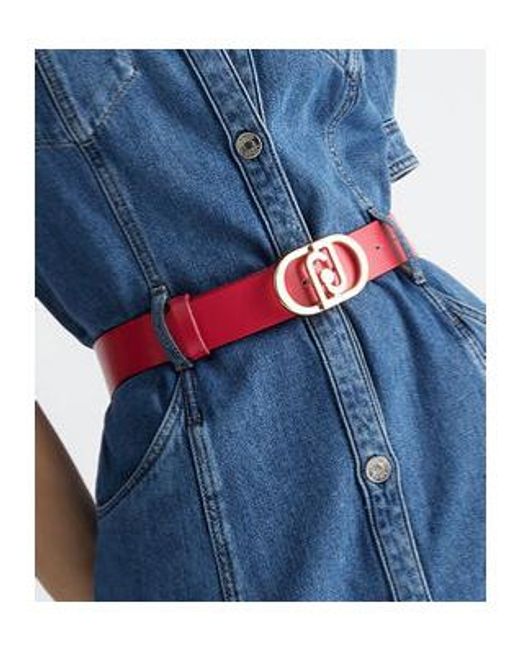 Liu Jo Pink Logo Buckled Leather Belt