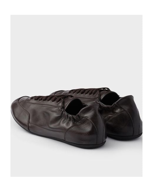 Prada Brown Collapse Leather Sneakers for men