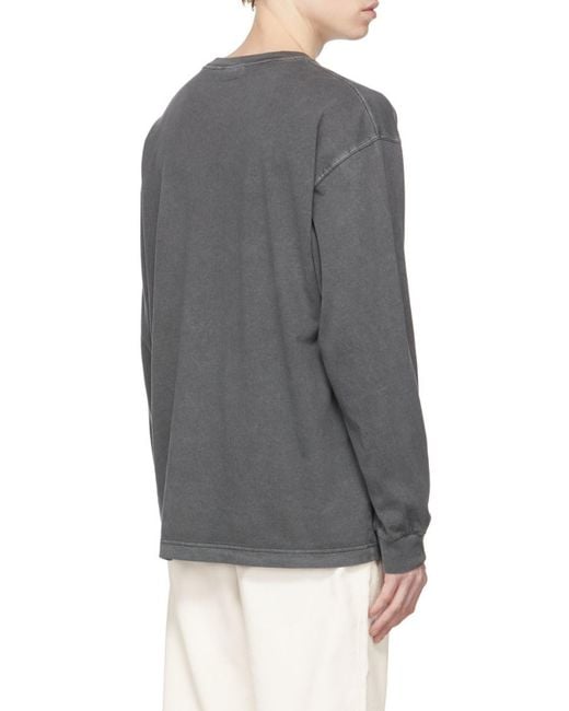 Carhartt Gray Crew Neck Long-Sleeved T-Shirt for men