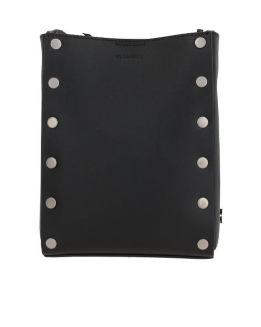 Jil Sander Black Logo Embossed Crossbody Bag for men