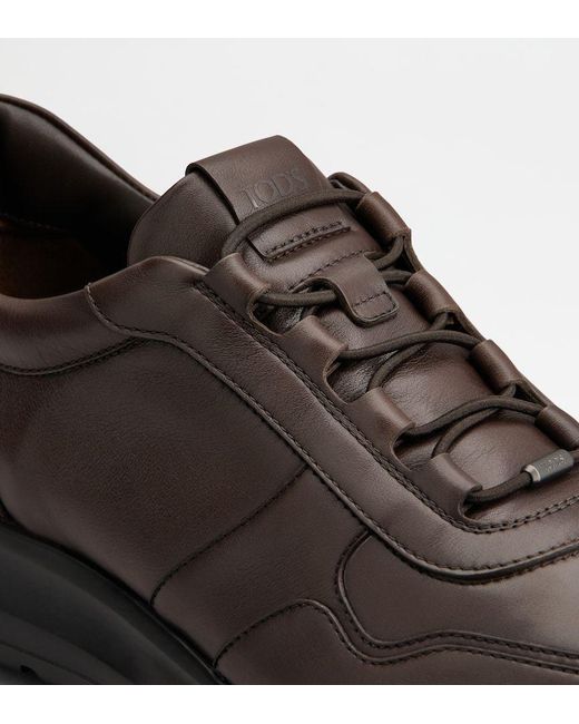 Tod's Brown Leather Lace-Up Sneakers for men