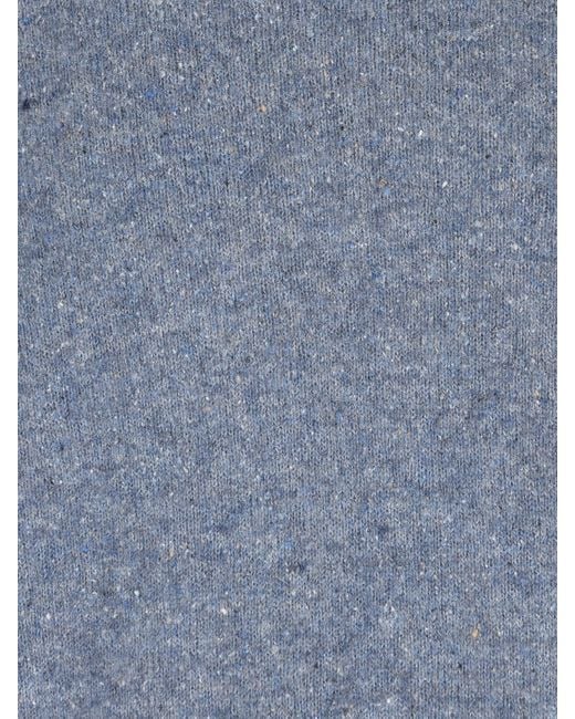 Brunello Cucinelli Blue Mottled Crew Neck Knitted Sweater for men