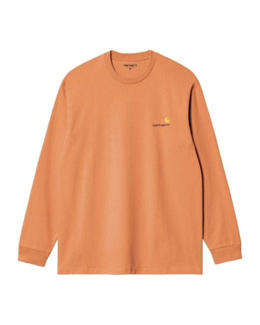 Carhartt Orange L/S American Script T-Shirt for men