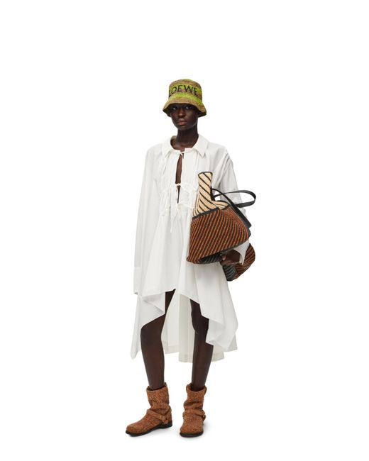 Loewe White Front-Tied Asymmetric Tunic Dress