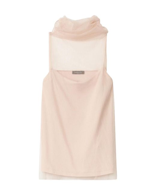 Fabiana Filippi Natural Roll-Neck Semi-Sheer Top
