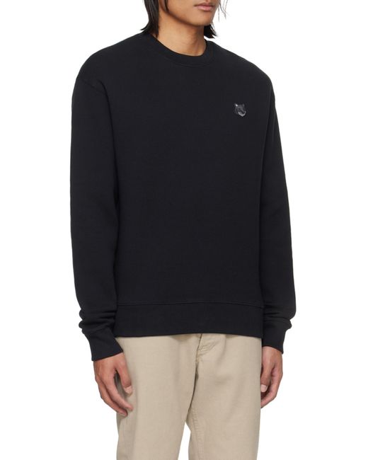 Maison Kitsuné Black Maison Kitsuné Fox Head Patch Crewneck Sweatshirt for men