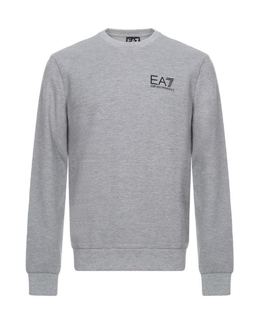 EA7 Gray Logo Round-Necked Sweater for men