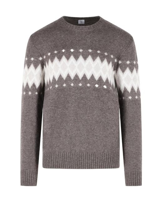 Eleventy Gray Cashmere And Silk Blend Crew Neck Sweater for men