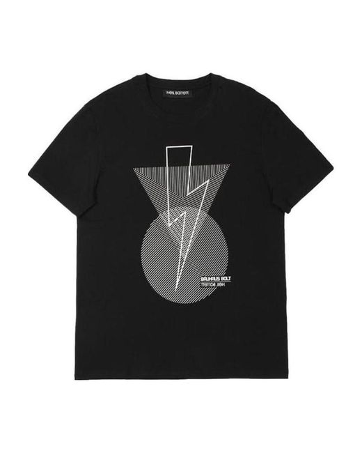 Neil Barrett Black Lightning Pattern T-Shirt for men