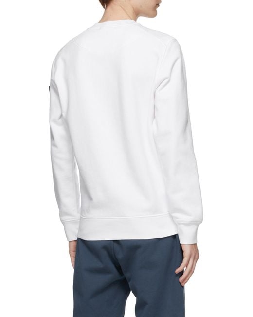 Stone Island White Compass Patch Crewneck Sweatshirt for men