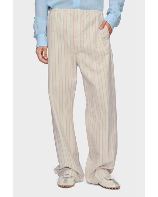 Maison Margiela Natural Striped Straight Leg Trousers for men