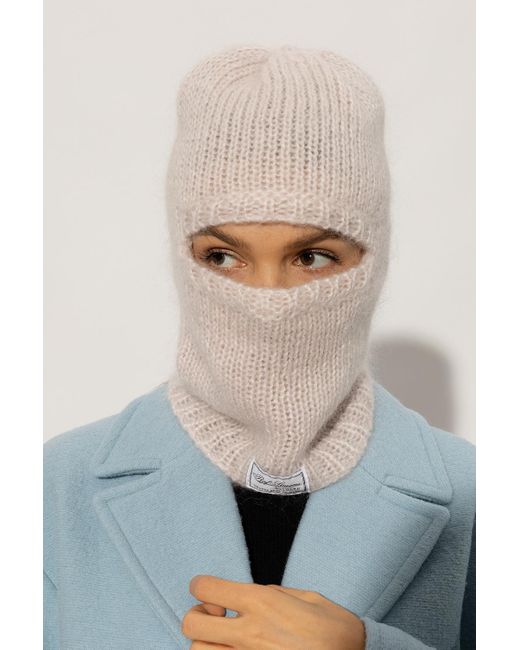 Raf Simons Pink Logo-Patch Balaclava Hat for men