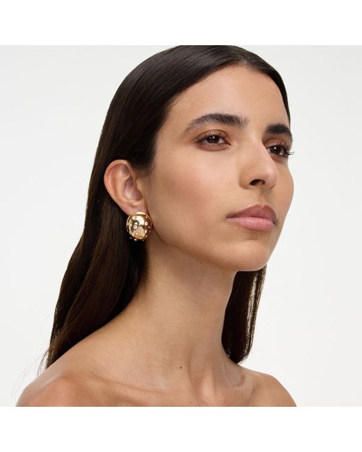 Self-Portrait Metallic Curved Crystal Earring
