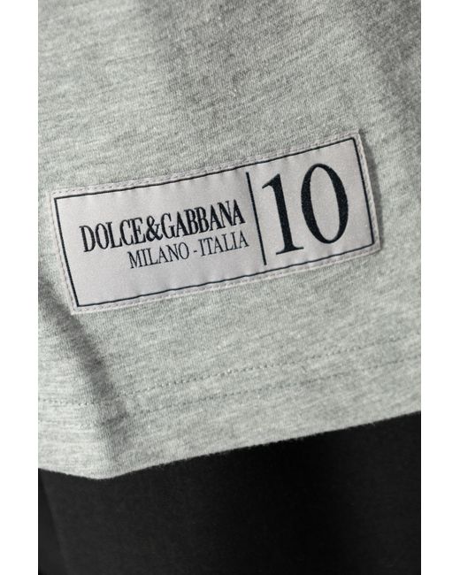Dolce & Gabbana Gray Logo Printed Crewneck T-Shirt for men