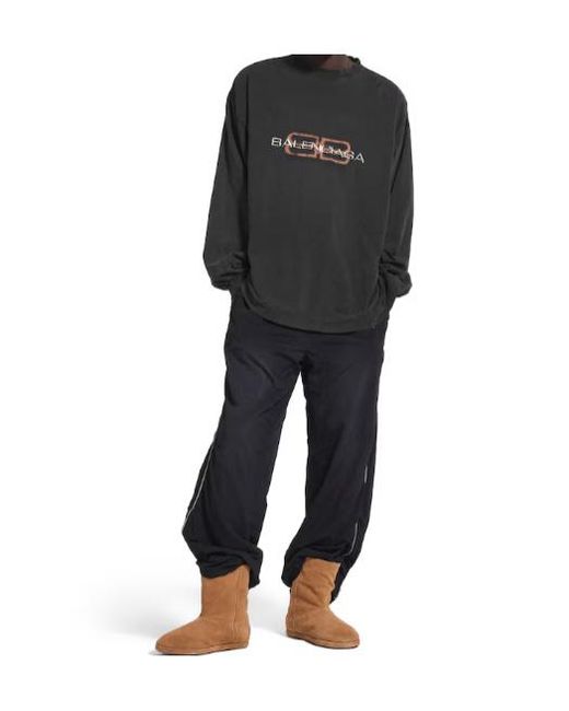 Balenciaga Gray Bb Icon Stencil Large Fit Long-Sleeved T-Shirt for men