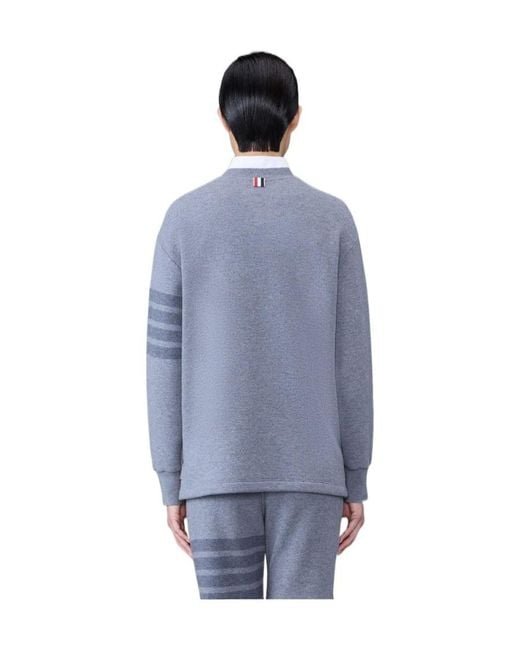 Thom Browne Gray Stripe Detailed Crewneck Jumper