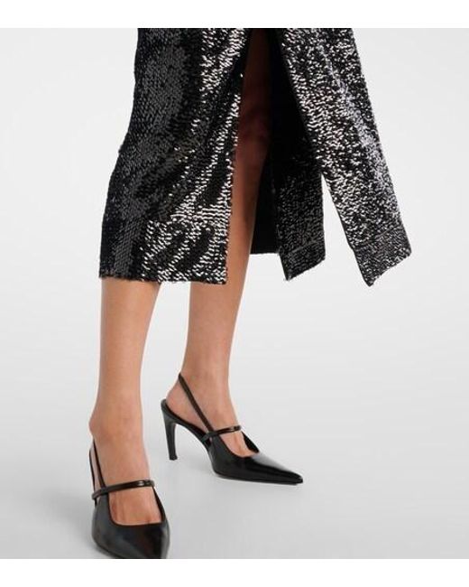 Emilia Wickstead Black Sequined Pencil Skirt