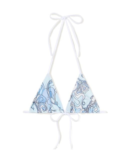 Emilio Pucci Blue Pucci Printed Triangle Bikini Top