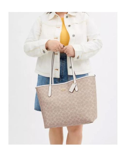 COACH Natural Double Handle Tote Bag