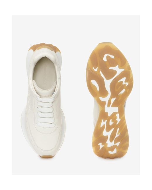 Alexander McQueen White Logo Embossed Sprint Runner Sneakers for men