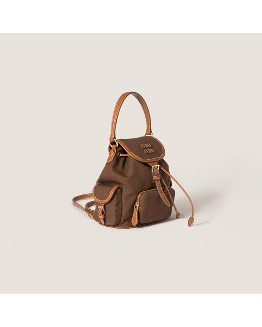 Miu Miu Brown Canvas And Leather Backpack