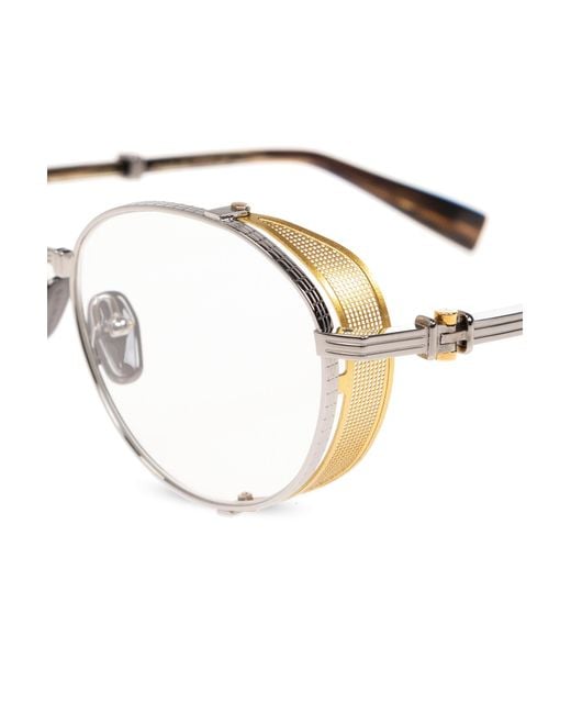 Balmain Natural Eyewear Brigade Round-Frame Glasses for men