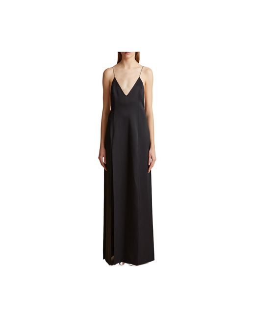 Khaite Black The Nonya V-Neck Sleeveless Dress