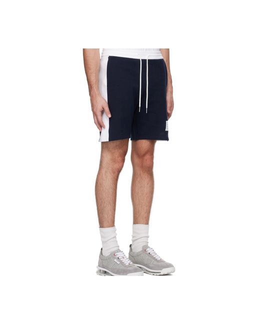 Thom Browne Black Mid-Rise Drawstring Track Shorts for men