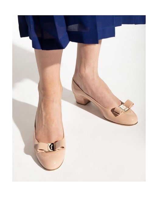 Ferragamo Natural Ferragamo Logo Detailed Slip-On Pumps
