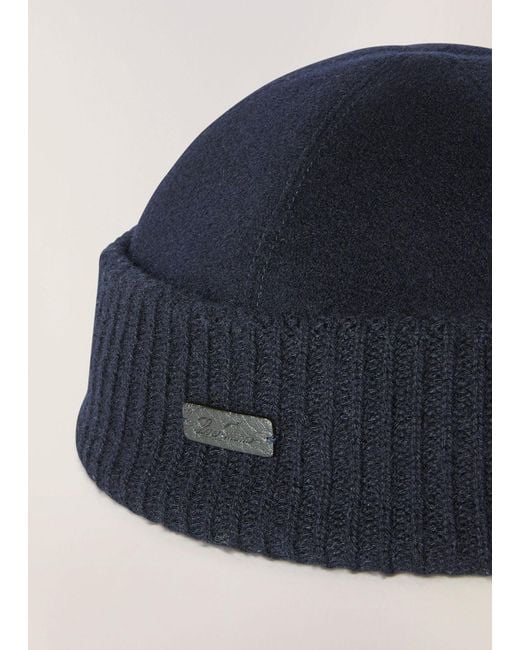 Loro Piana Blue Logo Patch Knitted Beanie for men
